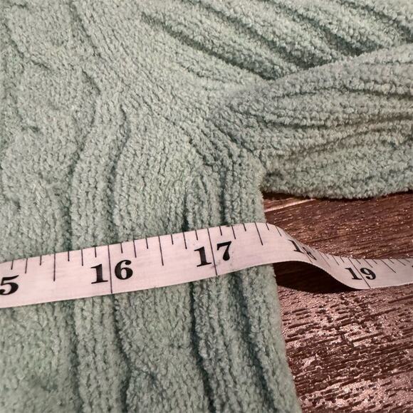 Sonoma Petite V-Neck Cable Knit Sweater Mint Green Women's L Pullover Office EUC - Picture 6 of 8